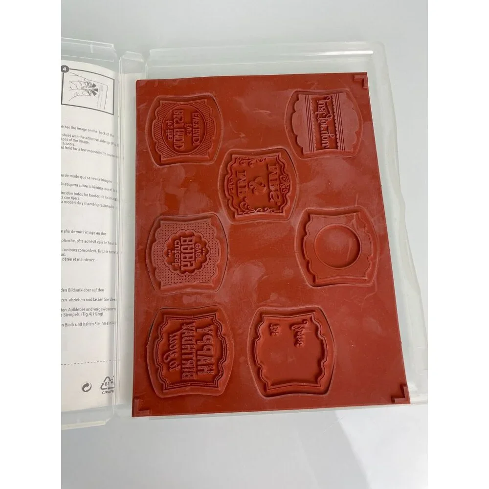 Stampin' Up! Label Love, Set of 7 Rubber Stamps, Gift Tags Wedding Birthday Baby